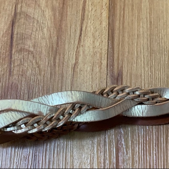 Fossil Leather Braided Metallic Gold Belt - Picture 6 of 6